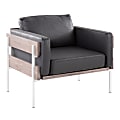 LumiSource Kari Farmhouse Faux Leather Accent Chair, White/Gray/Black 1 thumbnail image