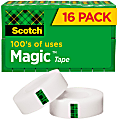 Scotch Magic Tape, Invisible, 3/4 in x 1000 in, 16 Tape Rolls, Clear, Home Office and School Supplies