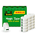 Scotch Magic Tape, Invisible, 3/4 in x 1000 in, 16 Tape Rolls, Clear, Home Office and School Supplies