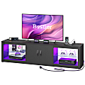 Bestier Modern LED Gaming TV Stand For 75" TVs With 2 Cabinets And Power Outlets, 18-1/2"H x 70-7/8"W x 13-3/4"D, 3D Carbon Fiber Black