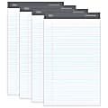 Office Depot® Brand Professional Writing Pads, 8 1/2" x 14", Legal/Wide Ruled, 50 Sheets, White, Pack Of 4