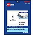 Avery® Printable Quarter-Fold Greeting Cards, 4-1/4" x 5-1/2" Glossy White, Pack Of 50 1 thumbnail image