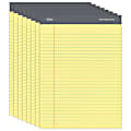 Office Depot® Brand Professional Writing Pads, 8 1/2" x 11 3/4", Legal/Wide Ruled, 50 Sheets, Canary, Pack Of 8
