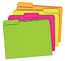 Pendaflex® Glow File Folders, 1/3 Cut, 8 1/2" x 11", Letter Size, Assorted Colors, Pack Of 24