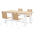 KFI Studios Midtown Dining Table With 4 Chairs, Natural/White