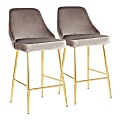 LumiSource Marcel Contemporary Glam Counter Stools, Silver/Gold, Set Of 2 Stools