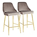 LumiSource Marcel Contemporary Glam Counter Stools, Silver/Gold, Set Of 2 Stools 1 thumbnail image