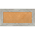 Amanti Art Rectangular Non-Magnetic Cork Bulletin Board, Natural, 36” x 18”, Dove Graywash Plastic Frame