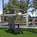 Flash Furniture Sawyer Modern All-Weather Poly Resin Wood Adirondack Chair With Footrest, Black