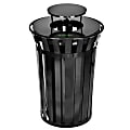 Alpine 38-Gallon Metal-Slatted Outdoor Commercial Trash Can, With Lid, Black 1 thumbnail image