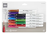 Office Depot® Brand Low-Odor Pen-Style Dry-Erase Markers, Fine Point, 100% Recycled, Assorted Colors, Pack Of 12