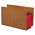 Smead® Redrope Extra-Wide End-Tab File Pockets, Legal Size, 5 1/4" Expansion, 30% Recycled, Red Gusset, Box Of 10