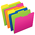 Pendaflex® Glow File Folders, Twisted Twin Tabs, 1/3 Cut, Letter Size, Assorted Colors, Pack Of 24