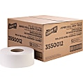 Genuine Joe Jumbo Jr Dispenser Bath Tissue Roll - 2 Ply - 3.30" Width x 500 ft Length - 8.88" Roll Diameter - White - Fiber - 12 / Carton 1 thumbnail image