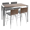Lumisource Mason Contemporary Counter Table With 4 Counter Stools, Stainless Steel/Walnut/Gray 1 thumbnail image