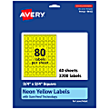 Avery® Print-To-The-Edge Labels With Sure Feed® Technology And Easy Peel®, 94102-NYP40, Square, 3/4" x 3/4", Matte Neon Yellow, Pack of 3200 1 thumbnail image
