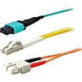 AddOn 50m MPO (Male) to MPO (Male) 12-strand Aqua OM3 Crossover Plenum-Rated Fiber Patch Cable