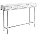Monarch Specialties Hall Console Accent Table With 3 Drawers, Rectangular, Glossy White/Chrome