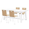 KFI Studios Midtown Dining Table With 4 Chairs, White Table, Natural/White Chairs