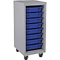 Lorell Pull-out Bins Mobile Storage Tower, Platinum/Blue 1 thumbnail image