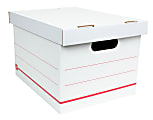 Office Depot® Brand Standard-Duty Corrugated Storage Boxes, Letter/Legal Size, 15" x 12" x 10",  60% Recycled, White/Red, Case Of 10
