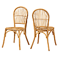 bali & pari Wina Modern Bohemian Dining Chairs, Natural Brown, Set Of 2 Chairs