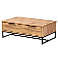 Baxton Studio Modern And Contemporary 2-Drawer Coffee Table, 14-13/16"H x 39-7/16"W x 23-9/16"D, Oak/Black 