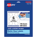 Avery® Permanent Labels With Sure Feed®, 94121-CMF100, Hexagon, 2-1/2" x 2-57/64", Matte Clear, Pack Of 600 1 thumbnail image