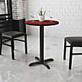 Flash Furniture Laminate Round Table Top With Table-Height Base, 31-1/8"H x 24"W x 24"D, Mahogany/Black