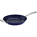 Cuisinart 12" Frying Pan with Helper Handle - 12" Diameter Frying Pan - Cast Iron, Porcelain Exterior, Stainless Handle - Searing, Browning, Roasting, Sauteing, Cooking, Frying - Dishwasher Safe - Blue - Enamel
