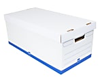 Office Depot® Brand Medium Quick Set Up Corrugated Storage Boxes, Letter Size, 24" x 12" x 10", 60% Recycled, White/Blue, Pack Of 12