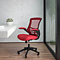 Flash Furniture Mesh Mid-Back Swivel Task Chair With Flip-Up Arms, Red/Black