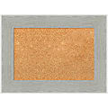 Amanti Art Rectangular Non-Magnetic Cork Bulletin Board, Natural, 23” x 17”, Glam Linen Gray Plastic Frame