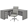 Bush Business Furniture Studio C 71"W L-Shaped Desk With Mobile File Cabinet And High-Back Office Chair, Platinum Gray, Premium Installation