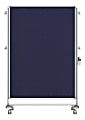 Ghent Nexus Partition Double-Sided Mobile Magnetic Fabric/Non-Magnetic Dry-Erase/Bulletin Board, 46 1/4" x 65" Blue Board/Silver Aluminum Frame