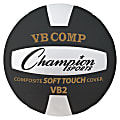 Champion Sports Composite Volleyball Black - 8.25" - Synthetic Leather - Black, White - 12 / Case