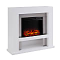 SEI Furniture Lirrington Stainless-Steel Electric Fireplace, 40”H x 44”W x 14”D, White/Silver