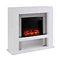 SEI Furniture Lirrington Stainless-Steel Electric Fireplace, 40”H x 44”W x 14”D, White/Silver 1 thumbnail image