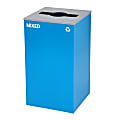 Alpine Industries Stainless Steel Mixed Recycling Bin With Mixed Lid, 29 Gal, 30”H x 16-15/16”W x 16-15/16”D, Blue