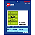 Avery® Print-To-The-Edge Labels With Sure Feed® Technology And Easy Peel®, 94204-BGP40, Rectangle, 1/2" x 1-3/4", Matte Bright Green, Pack of 2400 1 thumbnail image