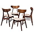 Baxton Studio Danica Dining Chairs, Light Beige/Walnut Brown, Set Of 4 Chairs