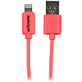 StarTech.com 1m (3ft) Pink Apple 8-pin Lightning Connector to USB Cable for iPhone / iPod / iPad - 3.28 ft Proprietary/USB Data Transfer Cable for iPad, iPhone, iPod - First End: 1 x Lightning Male Proprietary Connector - Second End: 1 x Type A Male USB