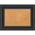Amanti Art Non-Magnetic Cork Bulletin Board, 24" x 18", Natural, Ridge Black Plastic Frame 1 thumbnail image