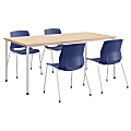 KFI Studios Dailey Table Set With 4 Sled Chairs, Natural Table/Navy Chairs 1 thumbnail image