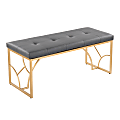 LumiSource Constellation Contemporary Faux Leather Bench, Gray/Gold 1 thumbnail image