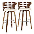 LumiSource Cosini Bar Stools, Cream Seat/Walnut Frame, Set of 2 Stools