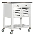 Linon Sherwood Kitchen Cart, 36-1/4"H x 30"W x 22"D, White/Stainless Steel 1 thumbnail image