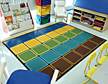 Joy Carpets Kid Essentials Rectangular Area Rug, Blocks Abound, 7-2/3' x 10-3/4', Earthtone