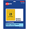 Avery® Print-To-The-Edge Labels With Sure Feed® Technology And Easy Peel®, 94220-BYP20, Rectangle, 1" x 2", Matte Bright Yellow, Pack of 480 1 thumbnail image