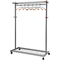 Alba Mobile 2-Sided Garment Rack, Metallic Gray/Wood 1 thumbnail image